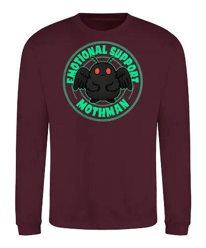 Emotional Support Mothman - mothman, cryptid, folklore, paranormal, urban legend, Paranormal, mothman sightings, creepy art, mystery, night creature - Sweatshirt
