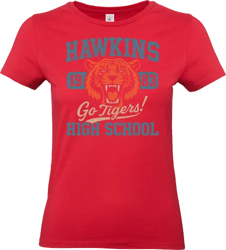 Hawkins Tigers - Strange, hawkins lab, hawkins high school, upside down, eleven, dustin, mike wheeler, season 4, 80s nostalgia, horror merch - Standard T-Shirt (Women)