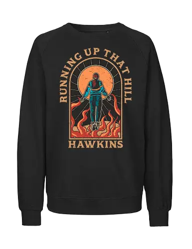 Running up that hill  - Running up that hill, Strange, hawkins lab, hawkins high school, upside down, eleven, dustin, mike wheeler, season 4, 80s nostalgia, horror merch, max - Fairtrade Sweatshirt