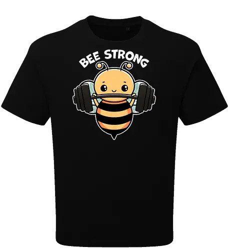 Bee Strong - bees, honey, pollinator, nature, wildlife, insect, bee art, bee lover, beekeeping, flowers, fitness, workout, health, exercise, bodybuilding, gymwear, motivational, cardio, personaltraining, yoga - Oversize T-Shirt