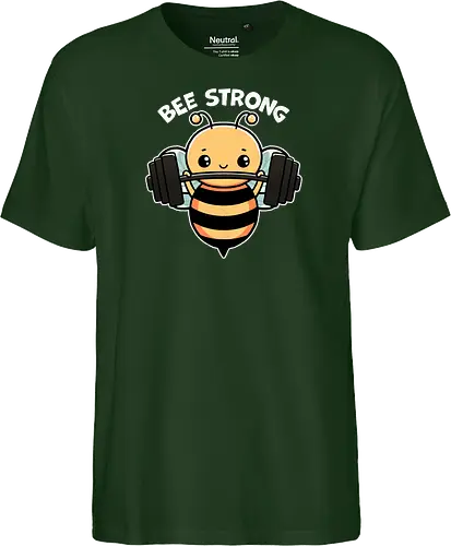Bee Strong - bees, honey, pollinator, nature, wildlife, insect, bee art, bee lover, beekeeping, flowers, fitness, workout, health, exercise, bodybuilding, gymwear, motivational, cardio, personaltraining, yoga - Fairtrade T-Shirt