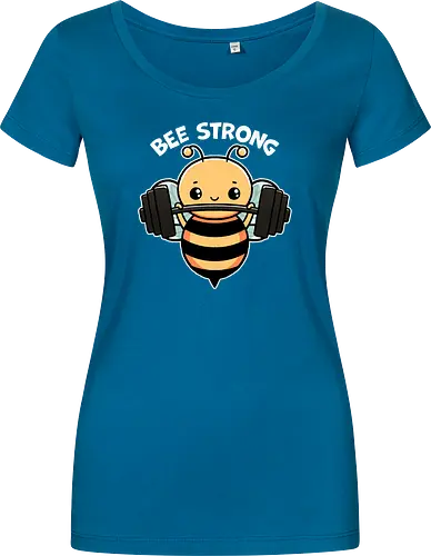 Bee Strong - bees, honey, pollinator, nature, wildlife, insect, bee art, bee lover, beekeeping, flowers, fitness, workout, health, exercise, bodybuilding, gymwear, motivational, cardio, personaltraining, yoga - Women T-Shirt