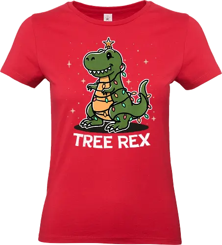 Tree Rex - dinosaur, t-rex design, dino lovers, funny t-rex, tyrannosaurus rex, prehistoric art, t-rex lover, dinosaur gifts, cartoon t-rex, t-rex illustration, christmas gift, holiday decor, xmas, christmas tree, festive, winter wonderland, holiday cheer, seasonal, gift ideas, merry christmas, tree - Standard T-Shirt (Women)