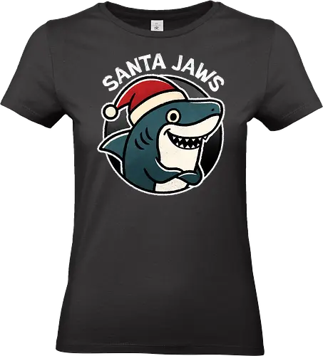 Santa Jaws - Santa, Jaws, shark art, cool shark designs, shark lover, ocean theme, marine life, shark gifts, funny, shark - Standard T-Shirt (Women)