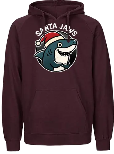 Santa Jaws - Santa, Jaws, shark art, cool shark designs, shark lover, ocean theme, marine life, shark gifts, funny, shark - Fairtrade Hoodie