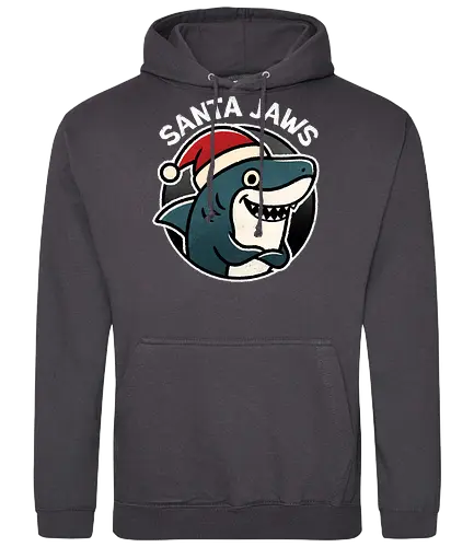 Santa Jaws - Santa, Jaws, shark art, cool shark designs, shark lover, ocean theme, marine life, shark gifts, funny, shark - Standard Hoodie