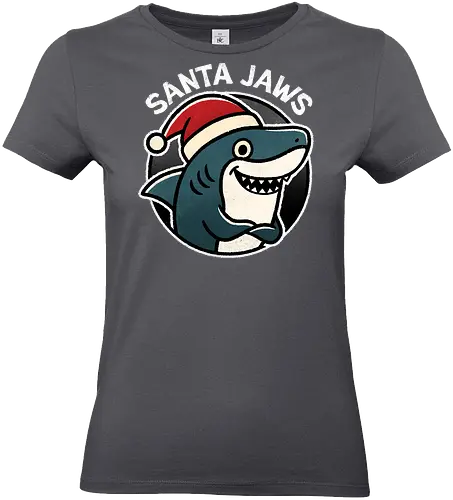 Santa Jaws - Santa, Jaws, shark art, cool shark designs, shark lover, ocean theme, marine life, shark gifts, funny, shark - Standard T-Shirt (Women)