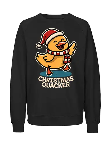 Christmas Quacker - duck, quacker, holiday, winter, gifts, seasonal, christmas gifts, xmas, festive, holiday decorations, merry christmas, christmas spirit - Fairtrade Sweatshirt