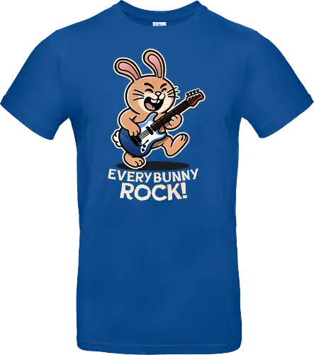 Everybody Rock Bunny - pun, funny, bunny, rabbits, bunnys, rock and roll, music art, vintage rock, guitar design, band merchandise, music lovers, retro vibes, rock concert, punk rock, classic rock - Standard T-Shirt