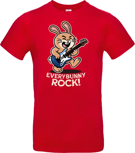 Everybody Rock Bunny - pun, funny, bunny, rabbits, bunnys, rock and roll, music art, vintage rock, guitar design, band merchandise, music lovers, retro vibes, rock concert, punk rock, classic rock - Standard T-Shirt