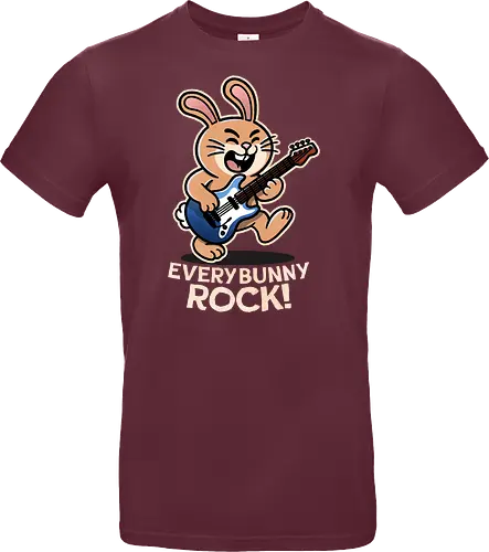 Everybody Rock Bunny - pun, funny, bunny, rabbits, bunnys, rock and roll, music art, vintage rock, guitar design, band merchandise, music lovers, retro vibes, rock concert, punk rock, classic rock - Standard T-Shirt