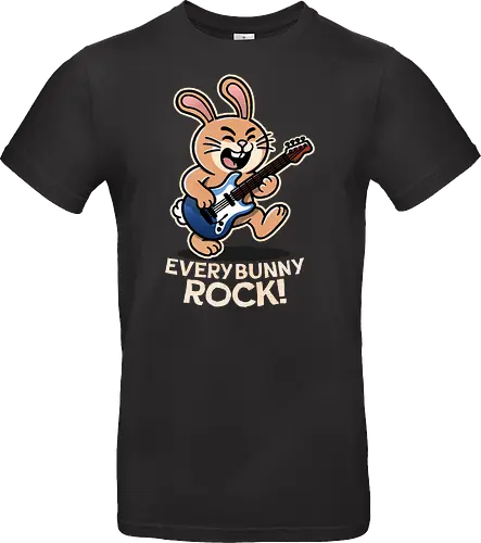 Everybody Rock Bunny - pun, funny, bunny, rabbits, bunnys, rock and roll, music art, vintage rock, guitar design, band merchandise, music lovers, retro vibes, rock concert, punk rock, classic rock - Standard T-Shirt