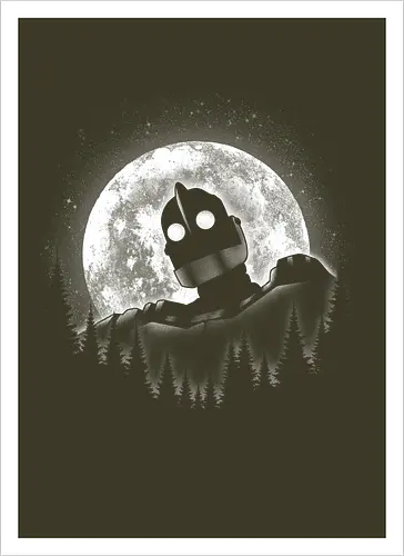 Moonlight Iron - moon, moonlight, space, star, giant, iron, iron giant - Artprint