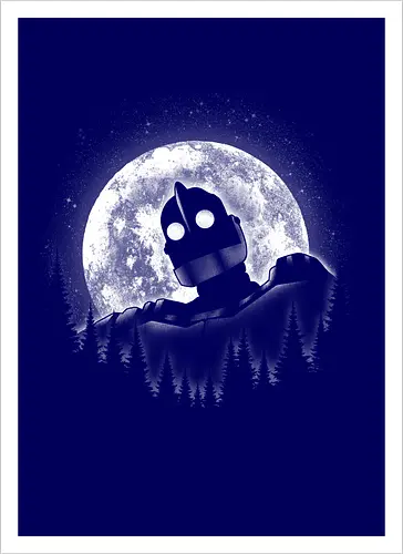 Moonlight Iron - moon, moonlight, space, star, giant, iron, iron giant - Artprint