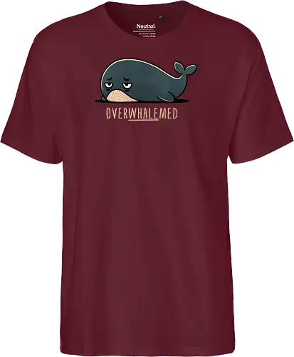 Overwhelmed Whale - Overwhelmed, stress, anxiety, mental health, life struggles, funny quotes, self care, motivational, relatable, emotional support, whale art, whale design, ocean life, marine wildlife, whale lovers, cute whale, whale illustration, underwater world, save the whales - Fairtrade T-Shirt