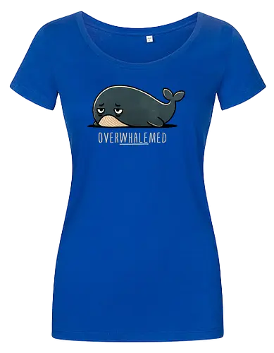 Overwhelmed Whale - Overwhelmed, stress, anxiety, mental health, life struggles, funny quotes, self care, motivational, relatable, emotional support, whale art, whale design, ocean life, marine wildlife, whale lovers, cute whale, whale illustration, underwater world, save the whales - Women T-Shirt