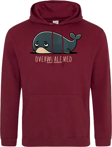 Overwhelmed Whale - Overwhelmed, stress, anxiety, mental health, life struggles, funny quotes, self care, motivational, relatable, emotional support, whale art, whale design, ocean life, marine wildlife, whale lovers, cute whale, whale illustration, underwater world, save the whales - Standard Hoodie