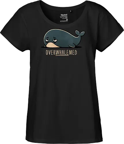 Overwhelmed Whale - Overwhelmed, stress, anxiety, mental health, life struggles, funny quotes, self care, motivational, relatable, emotional support, whale art, whale design, ocean life, marine wildlife, whale lovers, cute whale, whale illustration, underwater world, save the whales - Fairtrade Girl Shirt