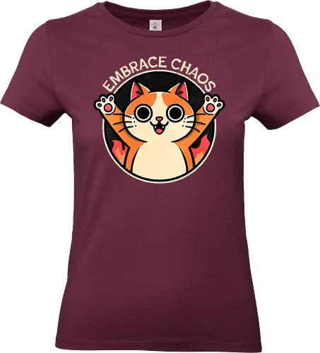 Embrace Chaos Cat - chaos, abstract, disorder, fire, wild, random, tumult, unpredictable, anarchy, creative, artistic, cats, cat, kitten, chaos - Standard T-Shirt (Women)