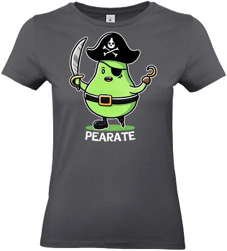 Pirate Pear - cartoon, fruit, pear fruit, nature, healthy eating, gardening, organic, juice, diet, vitamins, food art, Pirate, Pirate theme, Pirate art, Cartoon pirate, Funny pirate, Pirate decor, Nautical design, Pirate illustration, Pirate gifts, Alternate universe - Standard T-Shirt (Women)