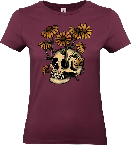 Undead bloom - flower, floral, botanical, nature, garden, spring, blossom, petals, florist, wildflowers, skeleton, skeleton design, skeleton art, skull, halloween, spooky, creepy, gothic, bones, dark fashion - Standard T-Shirt (Women)