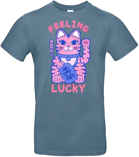 Feeling Lucky Cat - cat, maneki neko, lucky cat art, good luck cat, Japanese lucky cat, cat lover gift, cute cat design, fortune cat, kawaii cat, lucky charm, positive energy - Standard T-Shirt