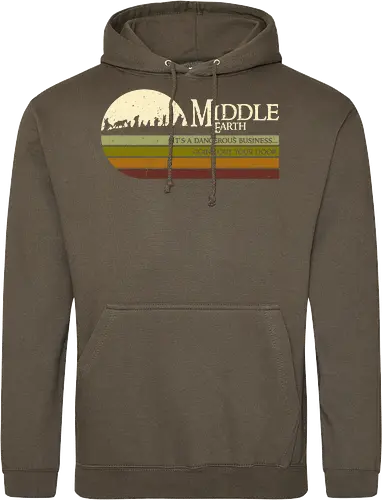 Retro Middle Earth - retro, rebel, 70s, movies, films, lotr, wizard japanese art, woodblock, japan, fantasy - Standard Hoodie