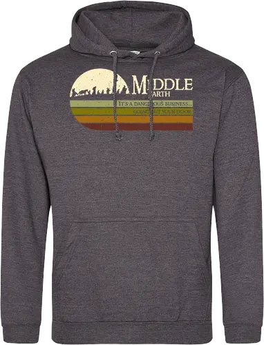 Retro Middle Earth - retro, rebel, 70s, movies, films, lotr, wizard japanese art, woodblock, japan, fantasy - Standard Hoodie