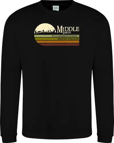 Retro Middle Earth - retro, rebel, 70s, movies, films, lotr, wizard japanese art, woodblock, japan, fantasy - Sweatshirt