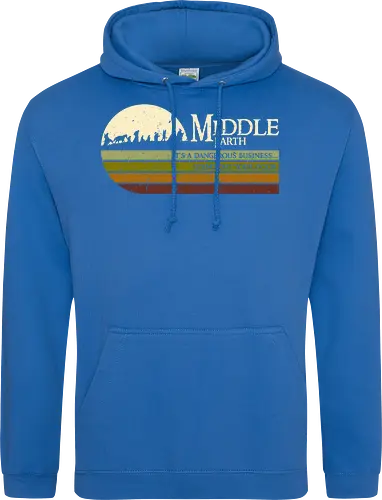 Retro Middle Earth - retro, rebel, 70s, movies, films, lotr, wizard japanese art, woodblock, japan, fantasy - Standard Hoodie