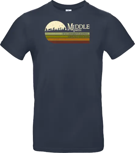 Retro Middle Earth - retro, rebel, 70s, movies, films, lotr, wizard japanese art, woodblock, japan, fantasy - Standard T-Shirt