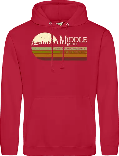 Retro Middle Earth - retro, rebel, 70s, movies, films, lotr, wizard japanese art, woodblock, japan, fantasy - Standard Hoodie