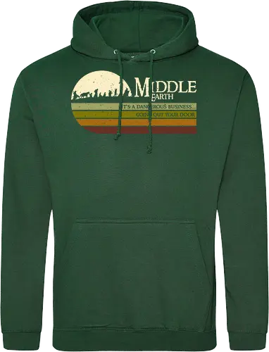 Retro Middle Earth - retro, rebel, 70s, movies, films, lotr, wizard japanese art, woodblock, japan, fantasy - Standard Hoodie