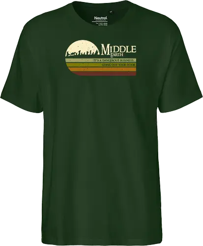 Retro Middle Earth - retro, rebel, 70s, movies, films, lotr, wizard japanese art, woodblock, japan, fantasy - Fairtrade T-Shirt