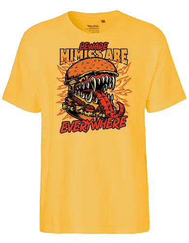 Burger Mimic RPG - Fast Food, Food, Burger, Cheeseburger, Fries, Monster, Mimic, Rpg, Monster, Creature, Meal, Dark Fantasy, Fantasy, Adventure, Magic, Magical, Dungeon Master, Dungeon, Creepy, Smile, Happy, Rpg, Pen and Paper, D20, Role-play, Role-playing, Roleplay Game, Role-playing Game, Game Master, Tabletop Game, Tabletop, Spooky - Fairtrade T-Shirt