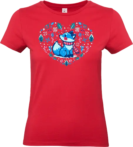 Heart of Winter - Fuchs-Kunst, Winterkunst, Weihnachtsfuchs, fox art, winter art, xmas fox, holiday fox, cute fox, christmas art, heart art, winter decor, festive art, kawaii fox, fox heart, cozy winter - Standard T-Shirt (Women)