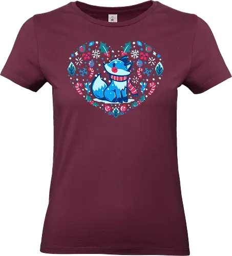 Heart of Winter - Fuchs-Kunst, Winterkunst, Weihnachtsfuchs, fox art, winter art, xmas fox, holiday fox, cute fox, christmas art, heart art, winter decor, festive art, kawaii fox, fox heart, cozy winter - Standard T-Shirt (Women)