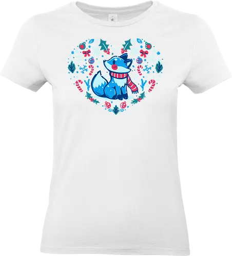 Heart of Winter - Fuchs-Kunst, Winterkunst, Weihnachtsfuchs, fox art, winter art, xmas fox, holiday fox, cute fox, christmas art, heart art, winter decor, festive art, kawaii fox, fox heart, cozy winter - Standard T-Shirt (Women)