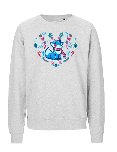 Heart of Winter - Fuchs-Kunst, Winterkunst, Weihnachtsfuchs, fox art, winter art, xmas fox, holiday fox, cute fox, christmas art, heart art, winter decor, festive art, kawaii fox, fox heart, cozy winter - Fairtrade Sweatshirt