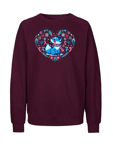 Heart of Winter - Fuchs-Kunst, Winterkunst, Weihnachtsfuchs, fox art, winter art, xmas fox, holiday fox, cute fox, christmas art, heart art, winter decor, festive art, kawaii fox, fox heart, cozy winter - Fairtrade Sweatshirt