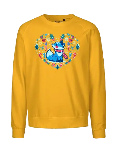 Heart of Winter - Fuchs-Kunst, Winterkunst, Weihnachtsfuchs, fox art, winter art, xmas fox, holiday fox, cute fox, christmas art, heart art, winter decor, festive art, kawaii fox, fox heart, cozy winter - Fairtrade Sweatshirt