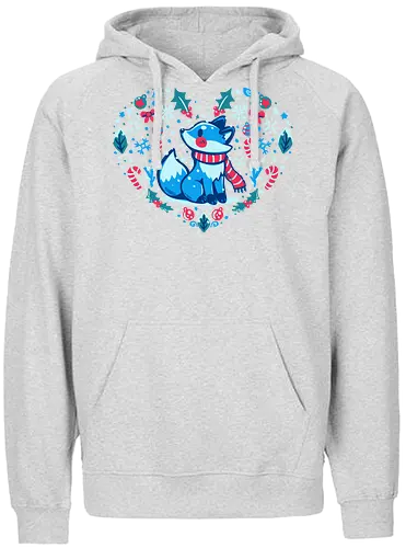Heart of Winter - Fuchs-Kunst, Winterkunst, Weihnachtsfuchs, fox art, winter art, xmas fox, holiday fox, cute fox, christmas art, heart art, winter decor, festive art, kawaii fox, fox heart, cozy winter - Fairtrade Hoodie