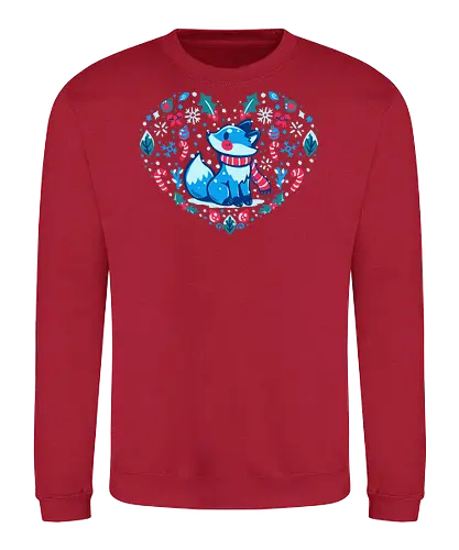 Heart of Winter - Fuchs-Kunst, Winterkunst, Weihnachtsfuchs, fox art, winter art, xmas fox, holiday fox, cute fox, christmas art, heart art, winter decor, festive art, kawaii fox, fox heart, cozy winter - Sweatshirt