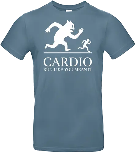 CARDIO: Run Like You Mean It - Monster Chase - Cardio, running, fitness motivation, monster chase, workout shirt, gym apparel, funny running, athlete gift, marathon training, run like you mean it, humorous workout, minimalist graphic, runner, beast mode, exercise humor - Standard T-Shirt