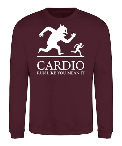 CARDIO: Run Like You Mean It - Monster Chase - Cardio, running, fitness motivation, monster chase, workout shirt, gym apparel, funny running, athlete gift, marathon training, run like you mean it, humorous workout, minimalist graphic, runner, beast mode, exercise humor - Sweatshirt