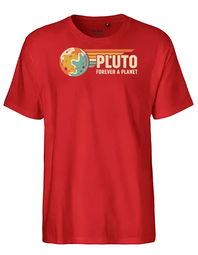 Pluto: Forever A Planet - Retro Solar System - Pluto, forever a planet, astronomy, solar system, science shirt, retro aesthetic, vintage space, nostalgic, planetary defense, dwarf planet, outer space, science humor, teacher gift, celestial body, mid-century - Fairtrade T-Shirt