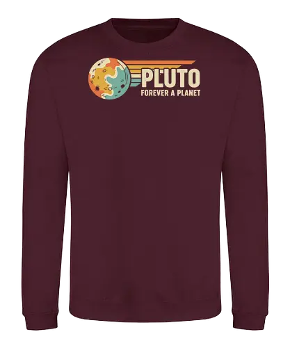 Pluto: Forever A Planet - Retro Solar System - Pluto, forever a planet, astronomy, solar system, science shirt, retro aesthetic, vintage space, nostalgic, planetary defense, dwarf planet, outer space, science humor, teacher gift, celestial body, mid-century - Sweatshirt