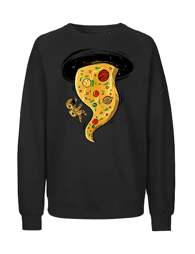 black hole pizza - pizza, food, space, astronout, delicious, beverages, meatball, sausages, fastfood, bestfriend - Fairtrade Sweatshirt