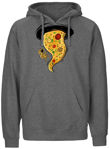 black hole pizza - pizza, food, space, astronout, delicious, beverages, meatball, sausages, fastfood, bestfriend - Fairtrade Hoodie