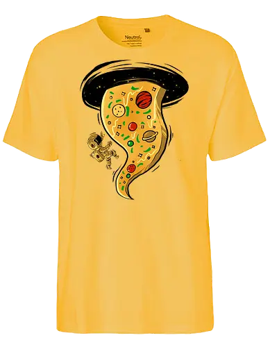 black hole pizza - pizza, food, space, astronout, delicious, beverages, meatball, sausages, fastfood, bestfriend - Fairtrade T-Shirt